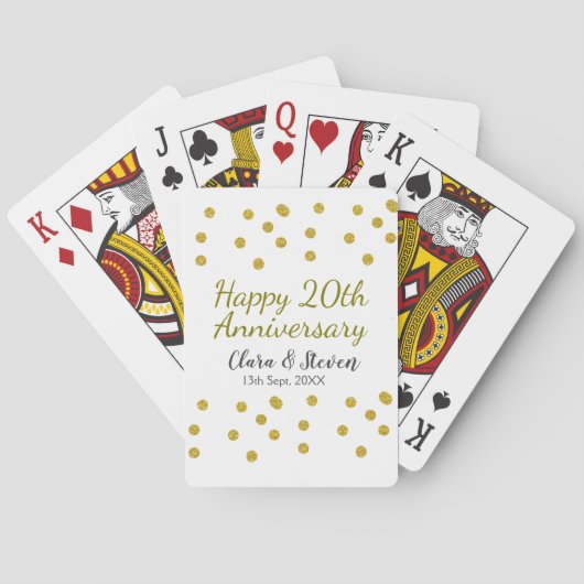 金色のドットが輝くハッピー20周年記念結婚式 トランプ (裏面)