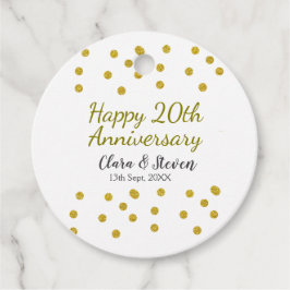 金色のドットが輝くハッピー20周年記念結婚式 フェイバータグ