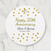 金色のドットが輝くハッピー20周年記念結婚式 フェイバータグ (裏面)