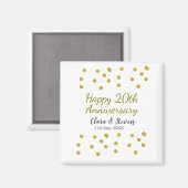 金色のドットが輝くハッピー20周年記念結婚式 マグネット (正面/裏面)
