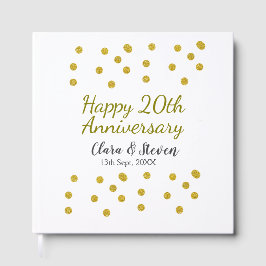 金色のドットが輝くハッピー20周年記念結婚記念日 ゲストブック