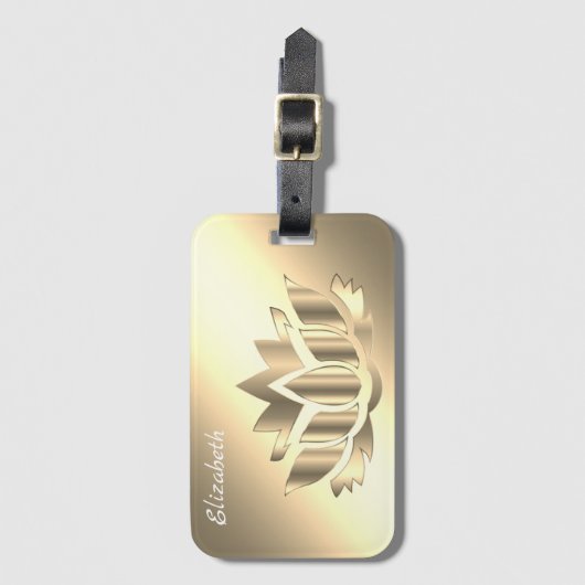 金色のハス ラゲッジタグ (正面縦)