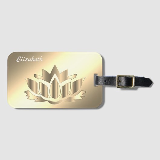 金色のハス ラゲッジタグ (正面横)