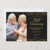 金色のハートが舞う50周年記念結婚式フォトフレーム 2枚の写真 セーブザデート (正面)