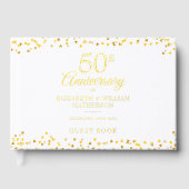 金色のハートの紙吹雪を使った結婚50周年記念 ゲストブック (正面)