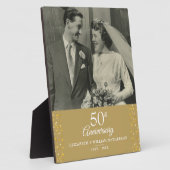 金色のハートの50回目の結婚記念日の写真 フォトプラーク (側面)
