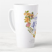 金色のバラのリボン 40歳の誕生日 カフェラテマグ (左アングル)