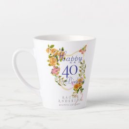 金色のバラのリボン 40歳の誕生日 カフェラテマグ