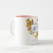 金色のバラのリボン 40歳の誕生日 ツートーンマグカップ (正面左)