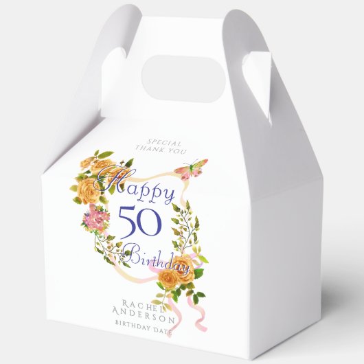 金色のバラのリボン 50歳の誕生日  フェイバーボックス (正面)