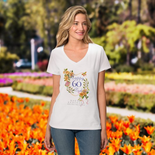金色のバラのリボン 60歳の誕生日 Tシャツ