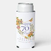 金色のバラのリボン 70歳の誕生日クーラー スリム缶クーラー (Seltzer正面)