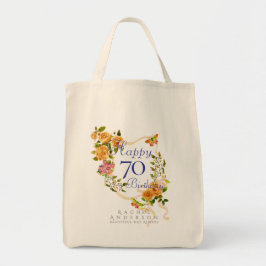 金色のバラのリボン 70歳の誕生日 トートバッグ