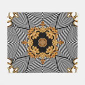 金色のバロックと鎖のオーナメント フリースブランケット (正面(横))