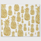 金色のパイナップルのパターン ラッピングペーパー (フラット)
