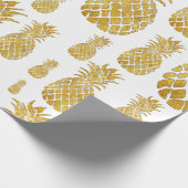金色のパイナップルのパターン ラッピングペーパー (角)
