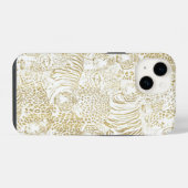 金色のヒョウ+トラの動物デザイン iPhoneケース (裏面横)