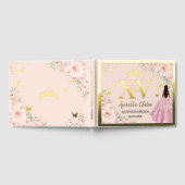 金色のピンクの花のキンセañera 15歳の誕生日XV ゲストブック (全面)