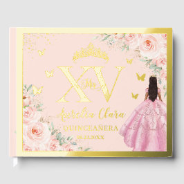 金色のピンクの花のキンセañera 15歳の誕生日XV ゲストブック