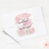 金色のピンクの蘭 | Romantic Vintage Wedding スクエアシール (封筒)