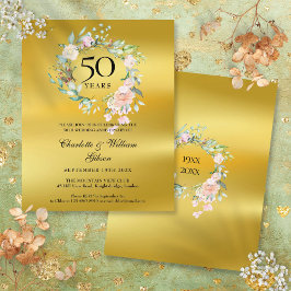 金色のフラワー50周年記念パーティー招待状