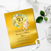 金色のフラワー50周年記念パーティー招待状