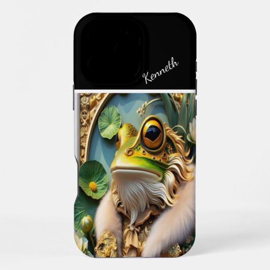 金色のフレームのカエルの王子 iPhoneケース (裏面)