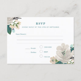 金色のフローラ結婚式RSVP 出欠カード