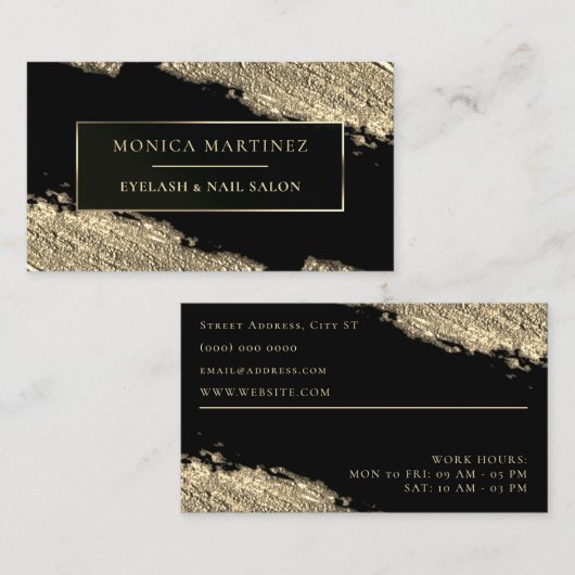 金色のブラシ染エレガントめ黒 名刺 (正面/裏面)