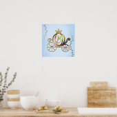 金色のプリンセスの馬車 ブルーストーリーブック 個人名入れ ポスター (キッチン)