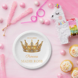 金色のプリンセス クラウン フェアリーテイル バースデー ペーパープレート
