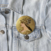 金色のヘルメットとグリフィンを備えたアテナポートレート 缶バッジ (インサイチュ)