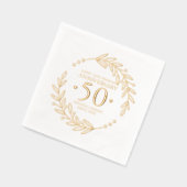 金色のボタニカルフレームで祝う結婚50周年記念 箔ナプキン (左)