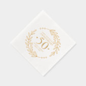 金色のボタニカルフレームで祝う結婚50周年記念 箔ナプキン (右)