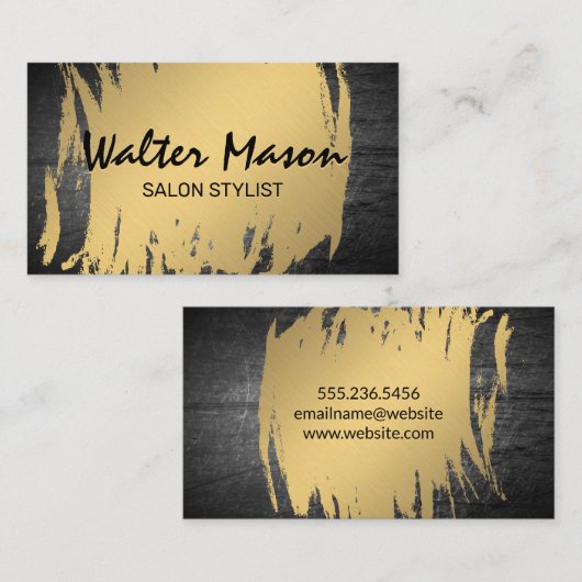 金色のメタリックブラシ |スクラッチメタル 名刺 (正面/裏面)