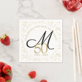 金色のモノグラムで祝う結婚50周年記念 スタンダードカクテルナプキン (インサイチュ)