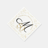 金色のモノグラムで祝う結婚50周年記念 スタンダードカクテルナプキン (角)