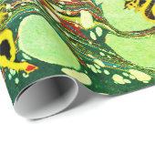 金色のユニコーン，青い緑のマリリング効果，円 ラッピングペーパー (ロールコーナー)