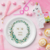 金色のユーカリペーパー 50周年結婚記念日 ペーパープレート (パーティー)