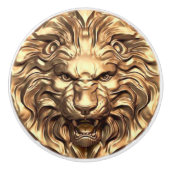 金色のライオンの頭が吠える セラミックノブ (正面)