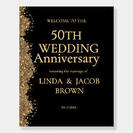 金色のラメで輝く50回目の結婚記念日デザイン