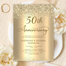 金色のラメメタリックな結婚50周年記念