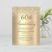 金色のラメメタリックな結婚60周年記念 招待状 (スタンド正面)