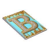 金色のラメ背景に輝くダイヤモンドの文字B ノートブック (右側)