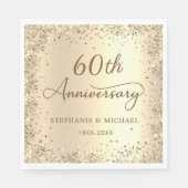 金色のラメ金属ホイル 60回目の結婚記念日 スタンダードランチョンナプキン (正面)