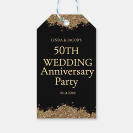 金色のラメ 50回目の結婚記念日 ギフトタグ