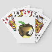 金色のリンゴで葉が光沢のあるメタリック トランプ (裏面)