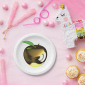 金色のリンゴで葉が光沢のあるメタリック ペーパープレート (パーティー)