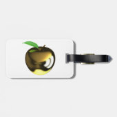 金色のリンゴで葉が光沢のあるメタリック ラゲッジタグ (裏面横)