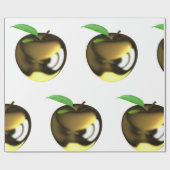 金色のリンゴで葉が光沢のあるメタリック ラッピングペーパー (フラット)